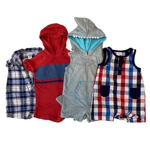 0-3m Boy Romper Lot Baby Shark Hoodie Costume Outfit Clothes Clothing Shortalls